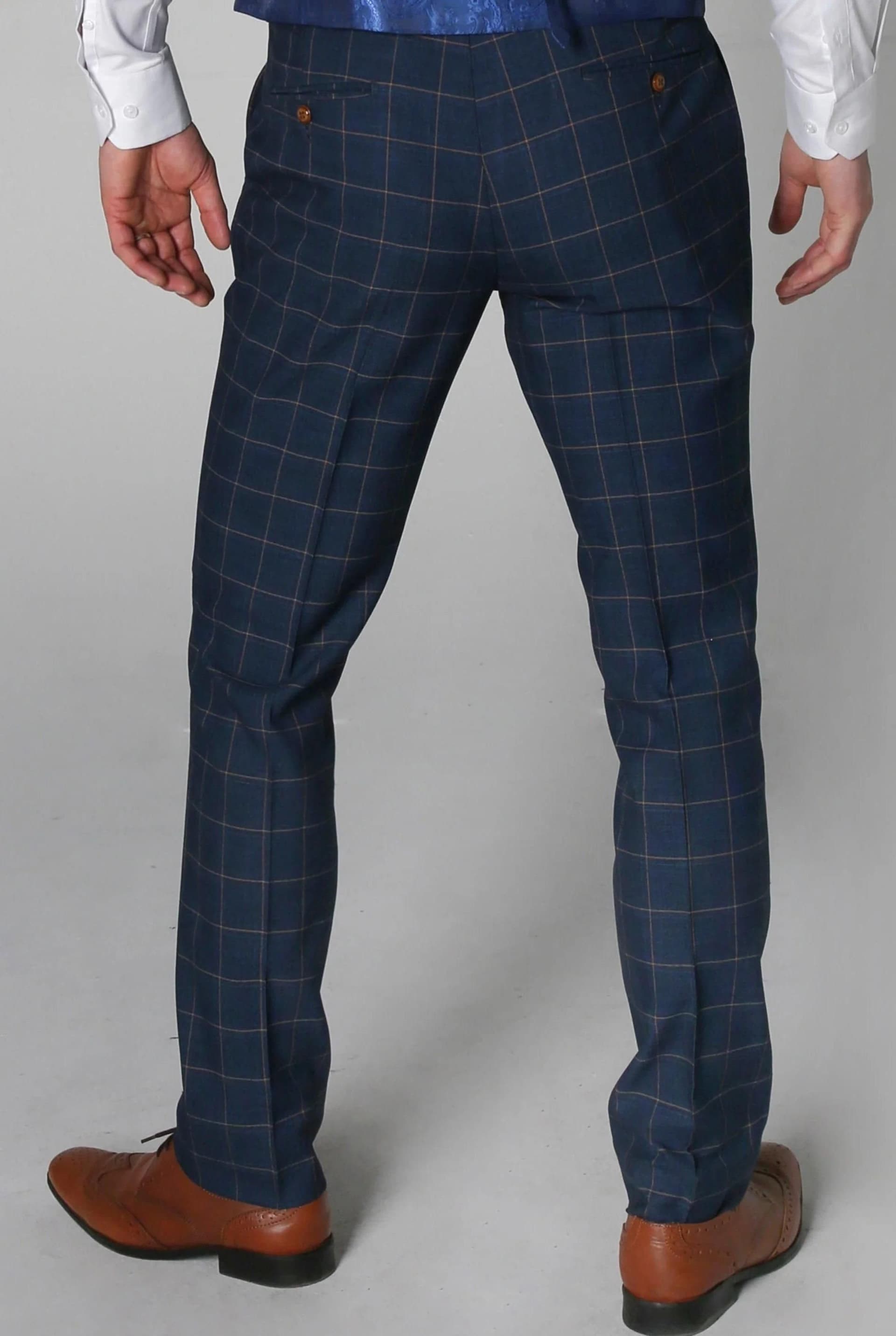 Paul Andrew Paul Andrew Men's Hamleys Check Classic Trousers in Blue