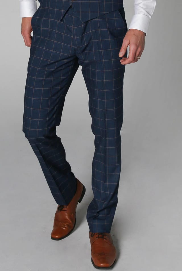 Paul Andrew Paul Andrew Men's Hamleys Check Classic Trousers in Blue - 2