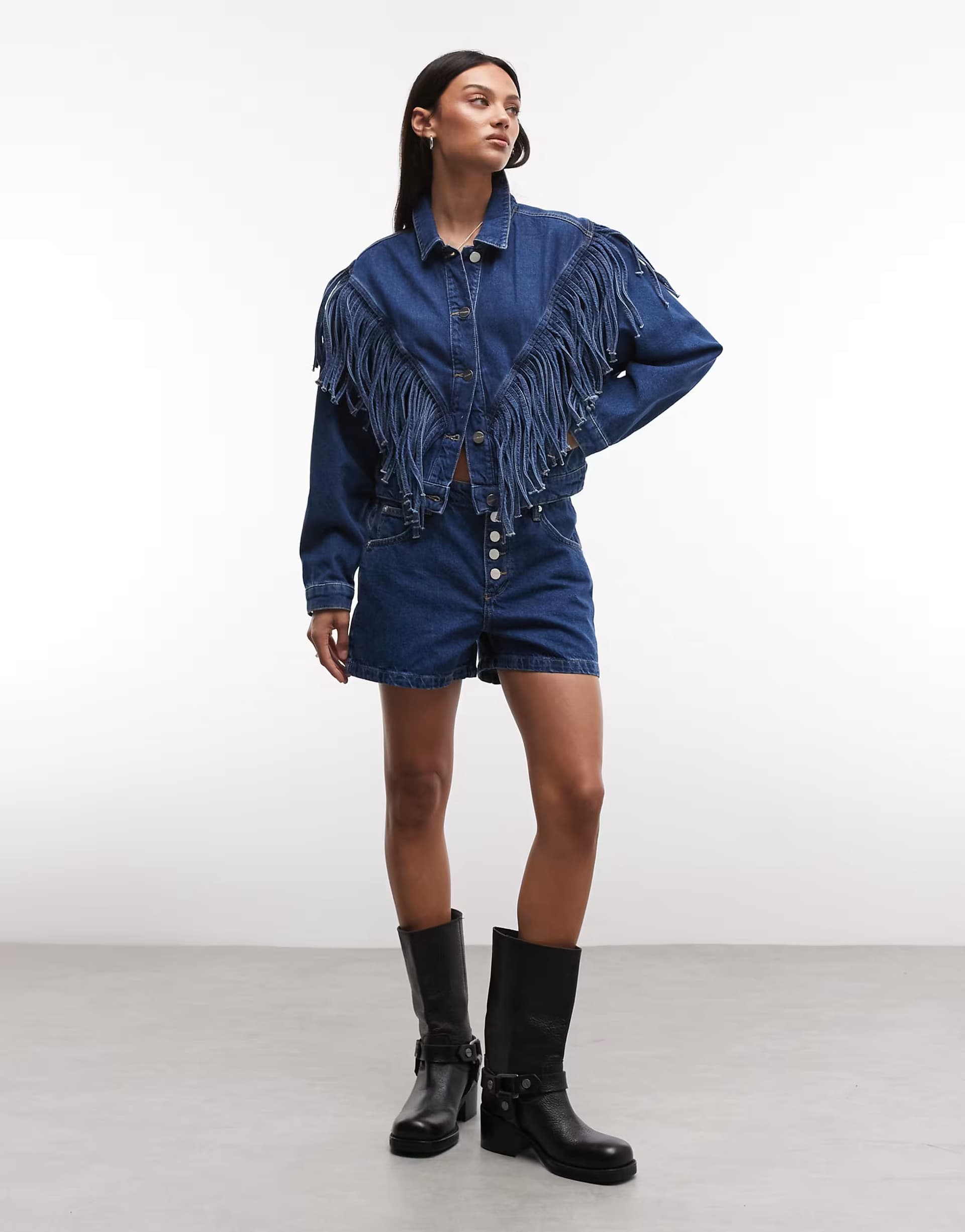 ASOS AllSaints denim western style co-ord in dark wash blue