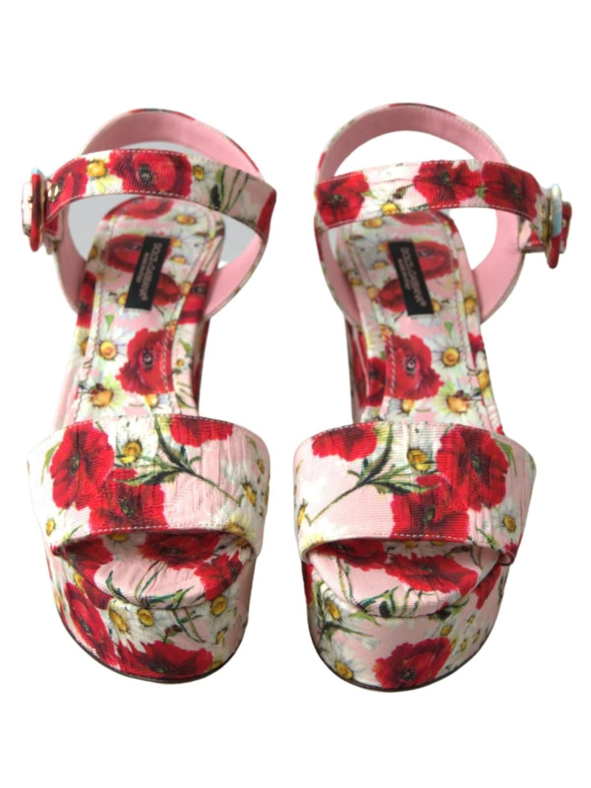 Dolce & Gabbana Dolce & Gabbana Women's Multicolor floral print Wedges Floral Ankle Strap Sandals - 4