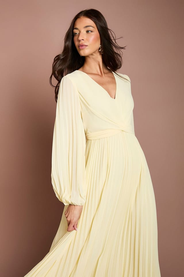 Coast Coast Women's Pleated Wrap Front Dress in Lemon - 2