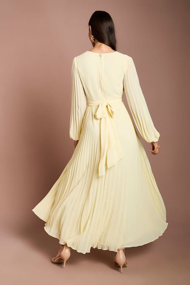 Coast Coast Women's Pleated Wrap Front Dress in Lemon - 3
