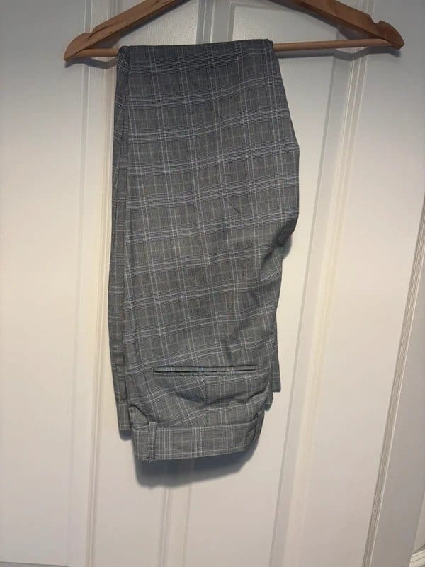 New Look Men's Grey Checked Suit Trousers 32R