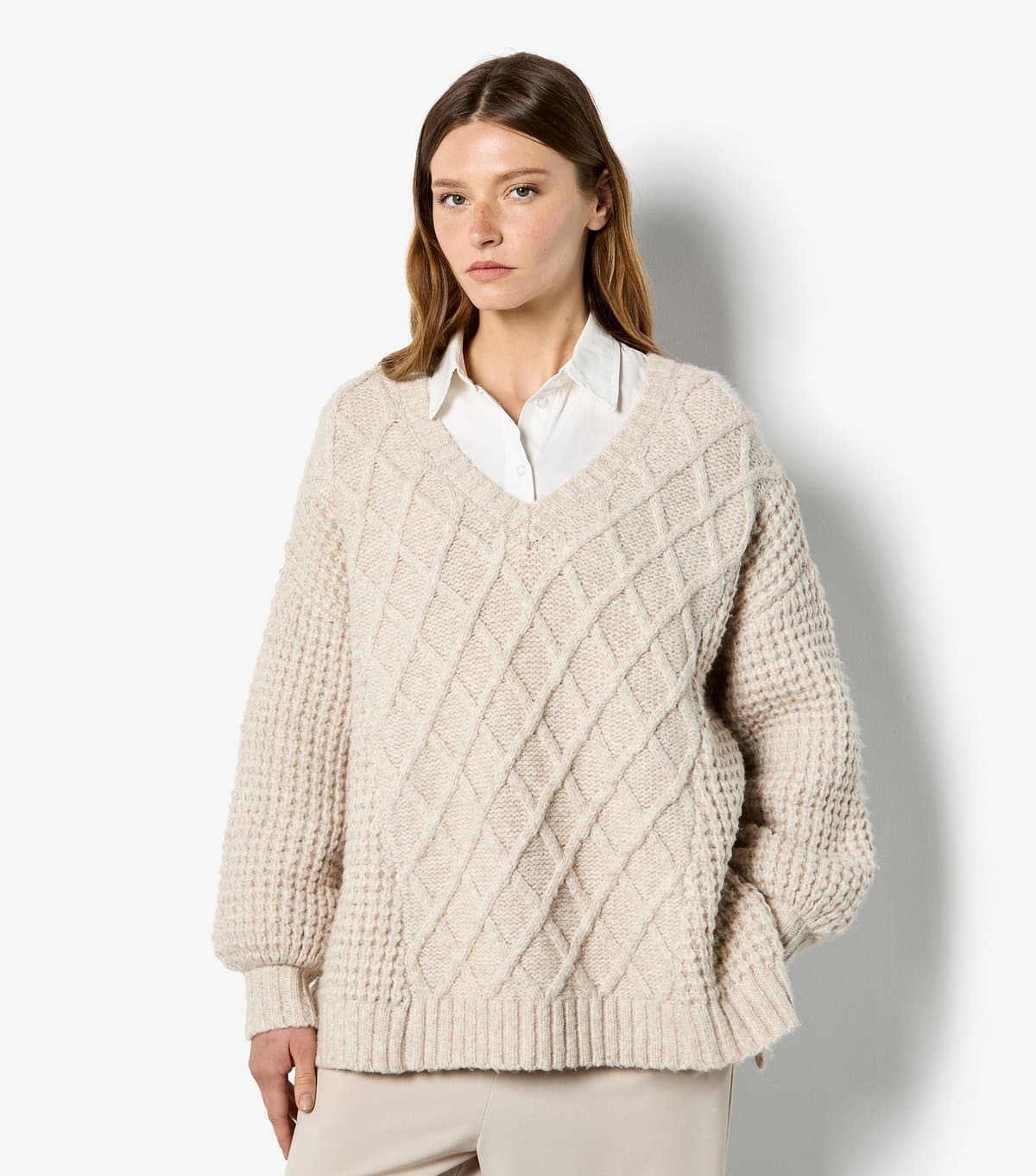 Apricot Apricot Stone Cable Knit Jumper