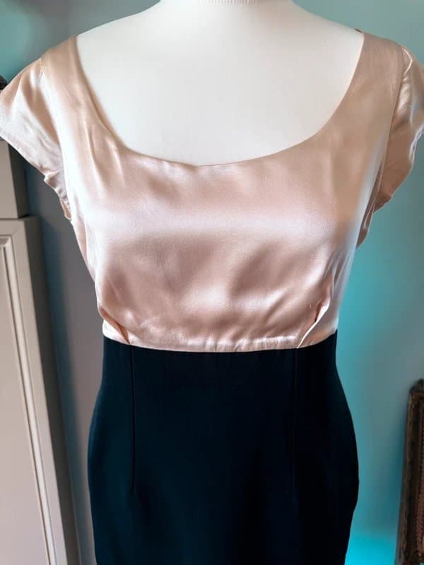 LK Bennett LK Bennett Special Occasion Smart Silk Shift Dress UK12 peach & Black