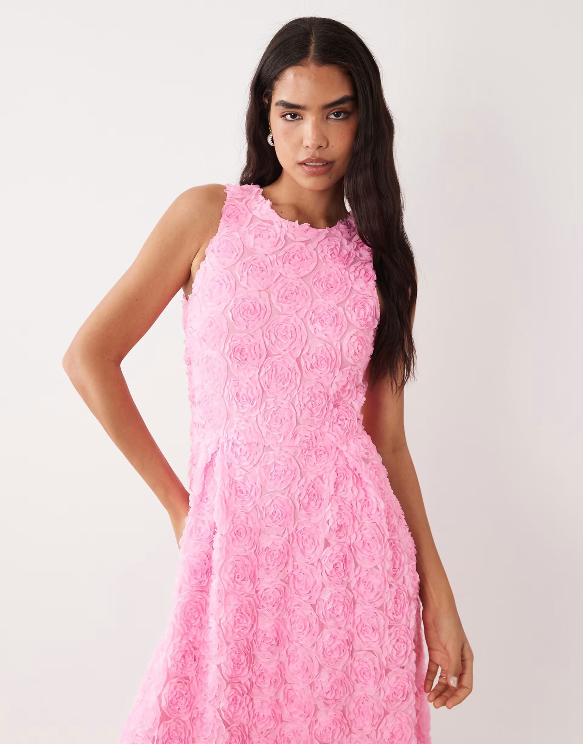 ASOS Bonbon Pink Floral Jacquard Maxi Dress