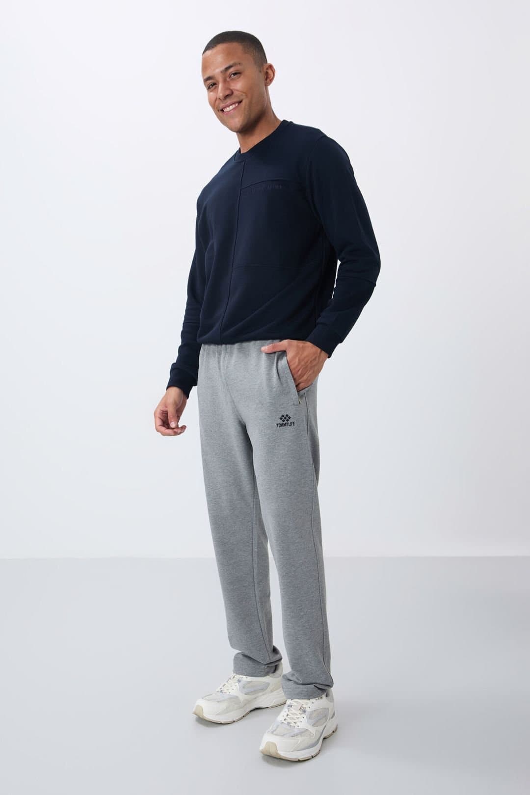 Tommy Life Tommy Life Men's Slim-fit Straight-leg Sweatpants in Light Grey