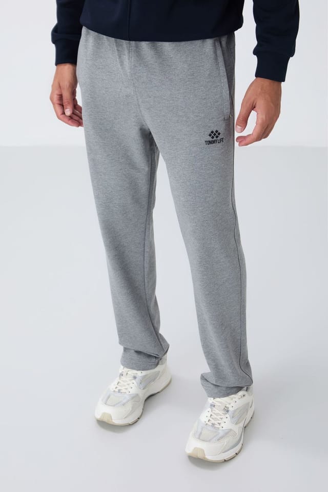 Tommy Life Tommy Life Men's Slim-fit Straight-leg Sweatpants in Light Grey - 2