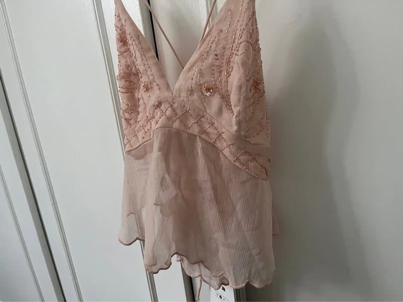 Bershka Embroidered floaty cami top