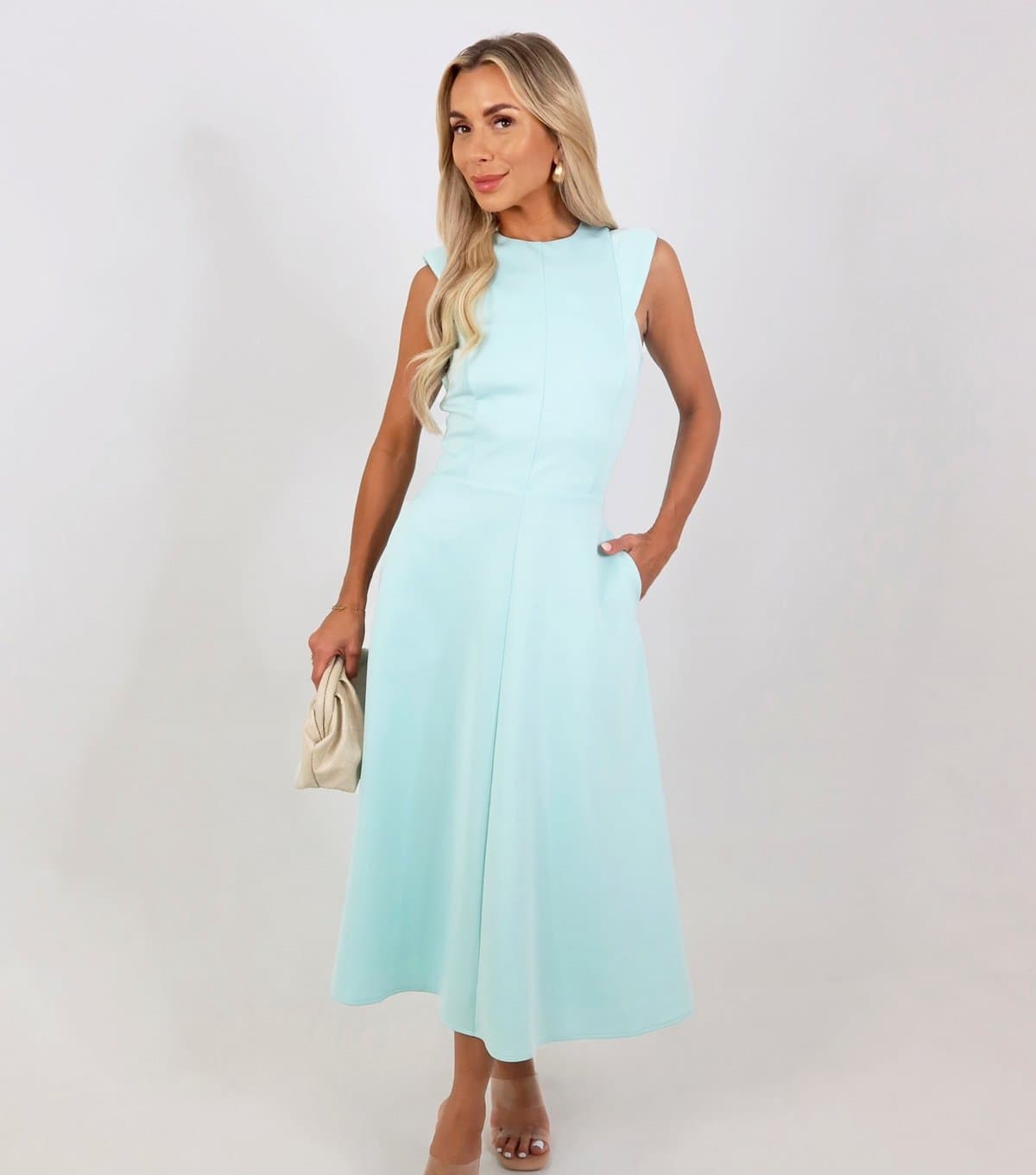 AX Paris Women's Mint Green Round Neck A-Line Midi Dress AX Paris New Look