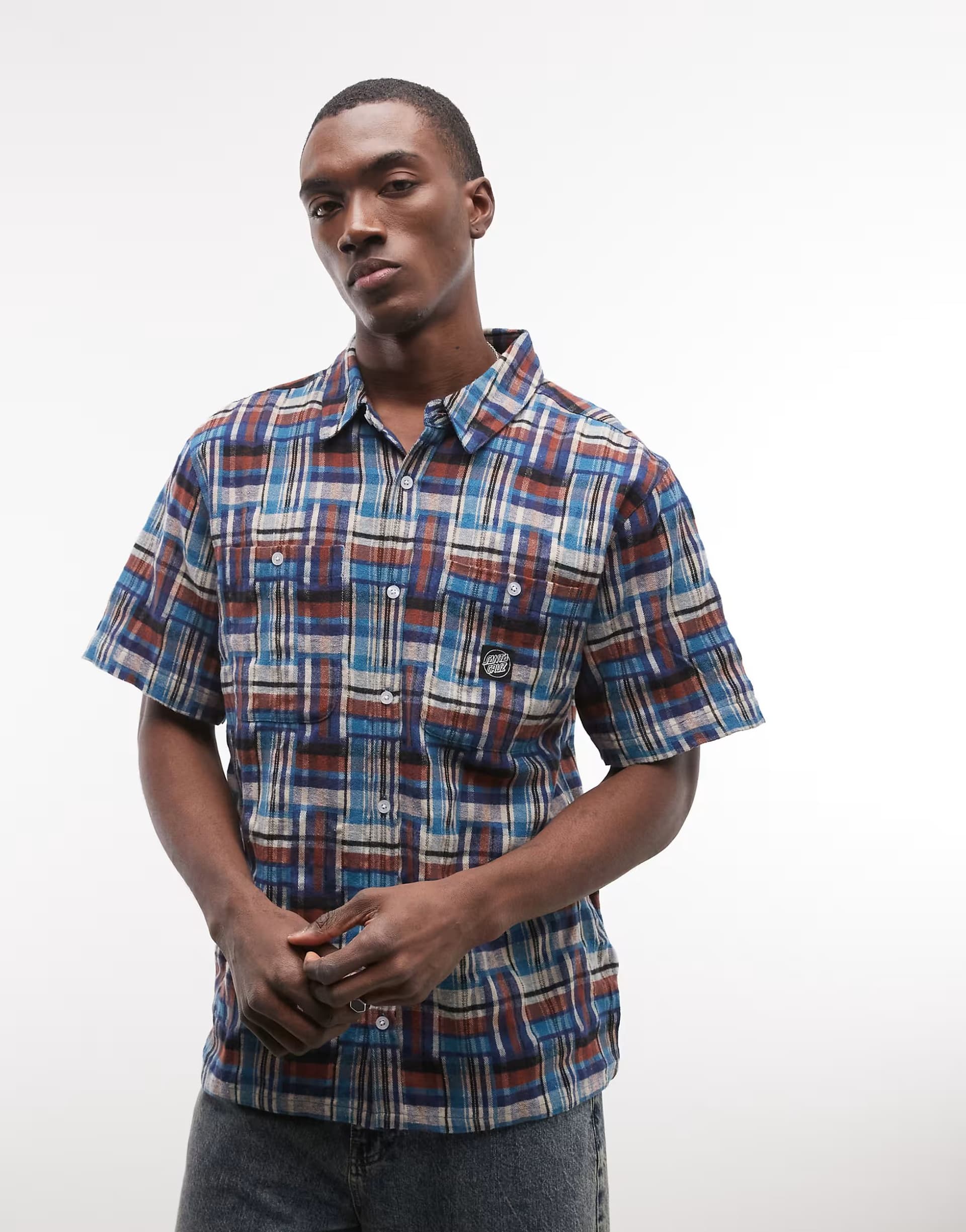 ASOS Santa Cruz milo short sleeve check shirt in multi