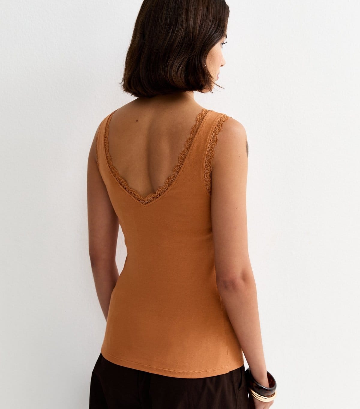 New Look Women's Tan Lace Trim Vest New Look - 4