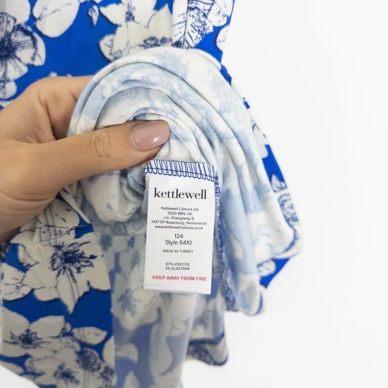 Kettlewell Kettlewell Matilda Cowl Neck Jersey Top Size L 14 Regatta Blue Floral Vest