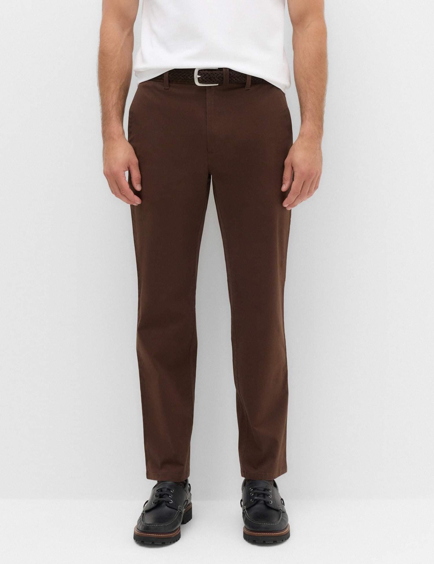 Marks & Spencer M&S Regular Fit Stretch Chinos Rich Brown