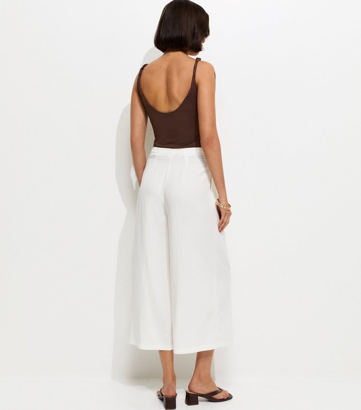 New Look Women's White Cropped Wide Leg Trousers New Look - 4