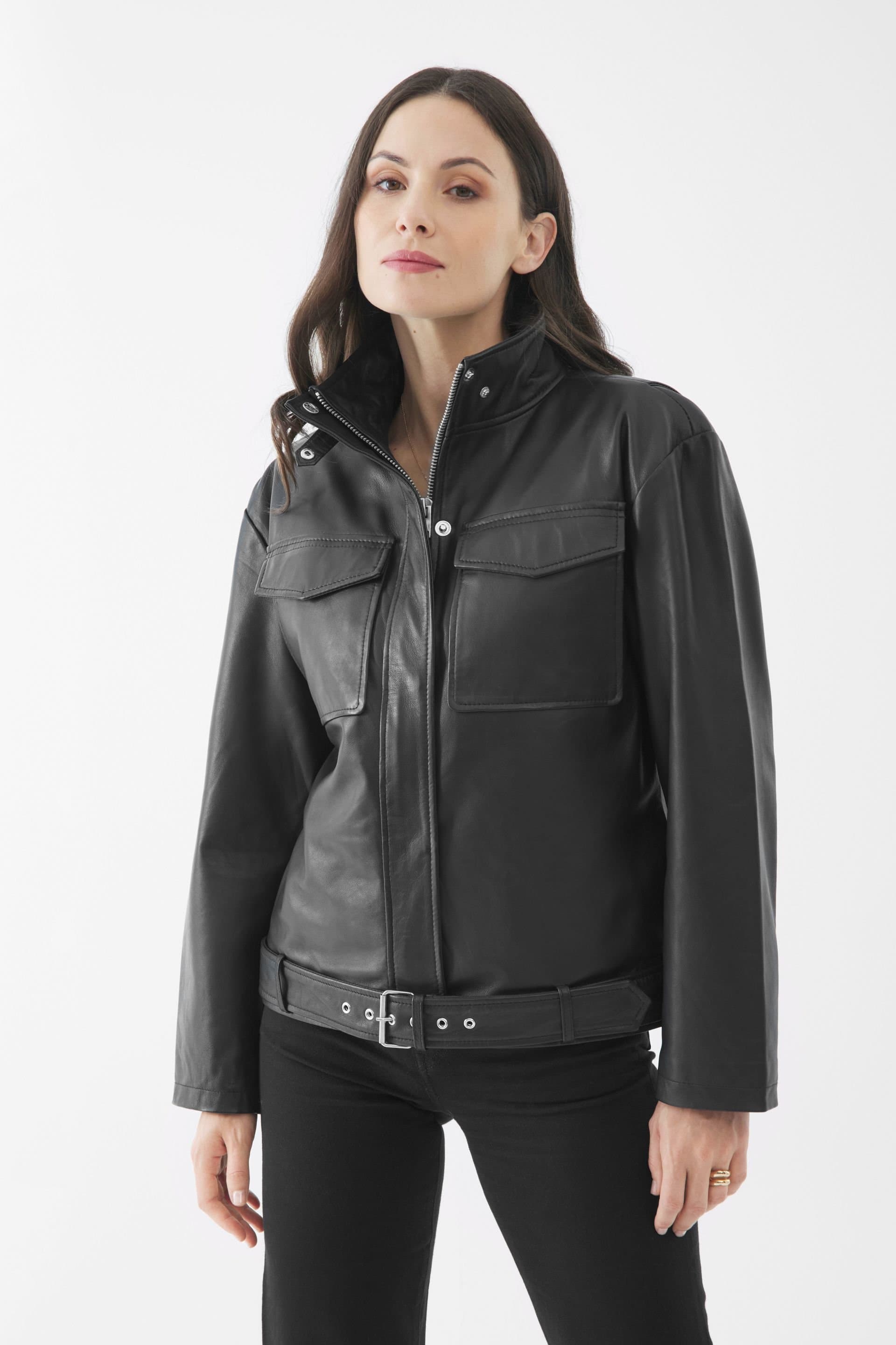 Bolongaro Trevor Bolongaro Trevor Women's Real Leather Mila Parka Jacket in Black