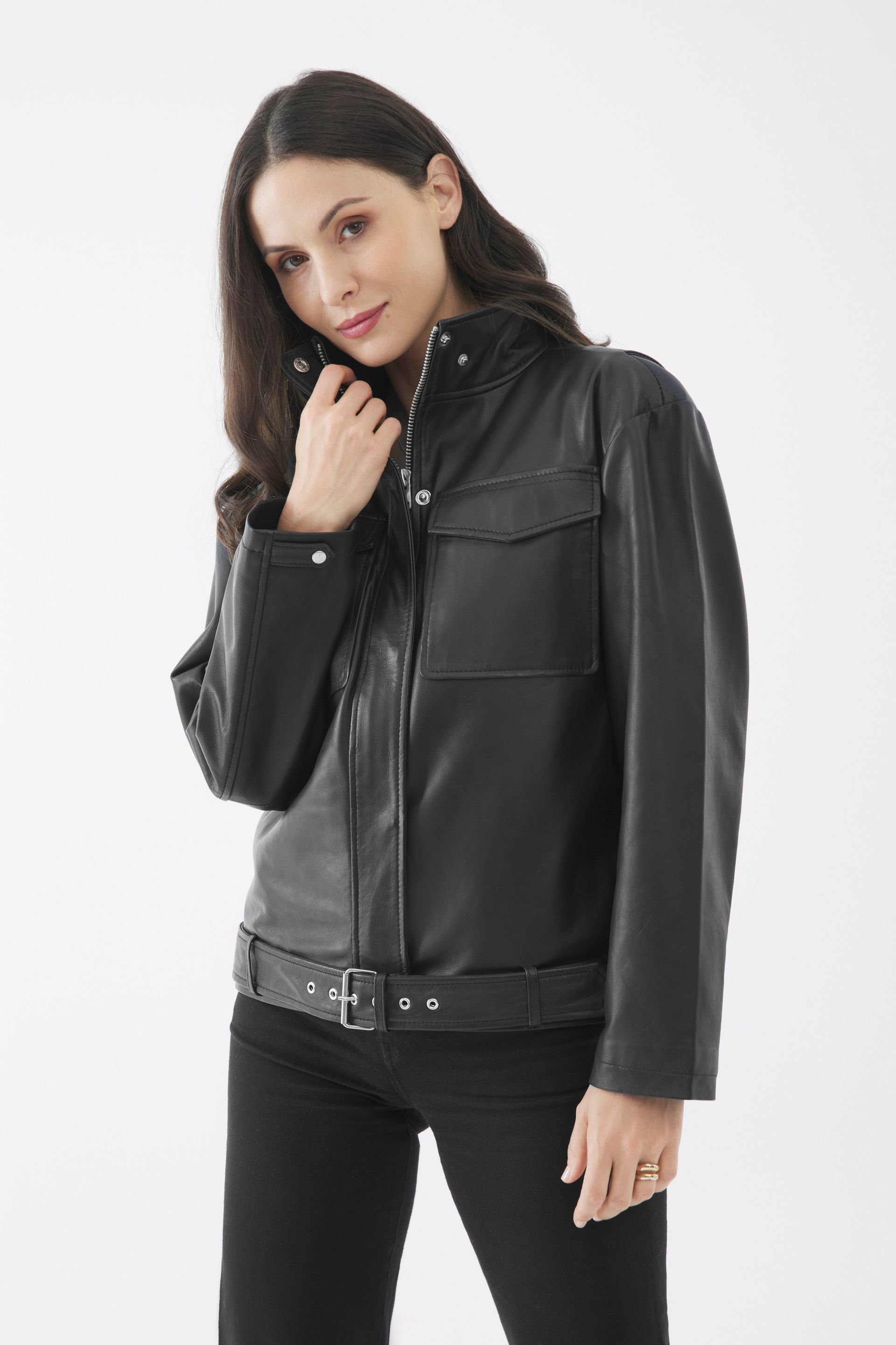 Bolongaro Trevor Bolongaro Trevor Women's Real Leather Mila Parka Jacket in Black - 2