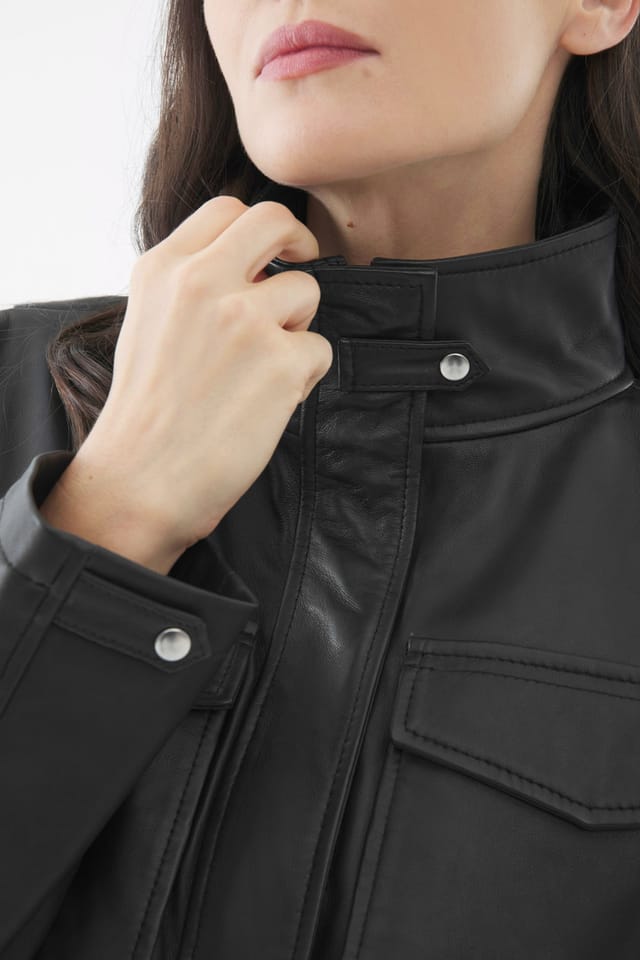 Bolongaro Trevor Bolongaro Trevor Women's Real Leather Mila Parka Jacket in Black - 3