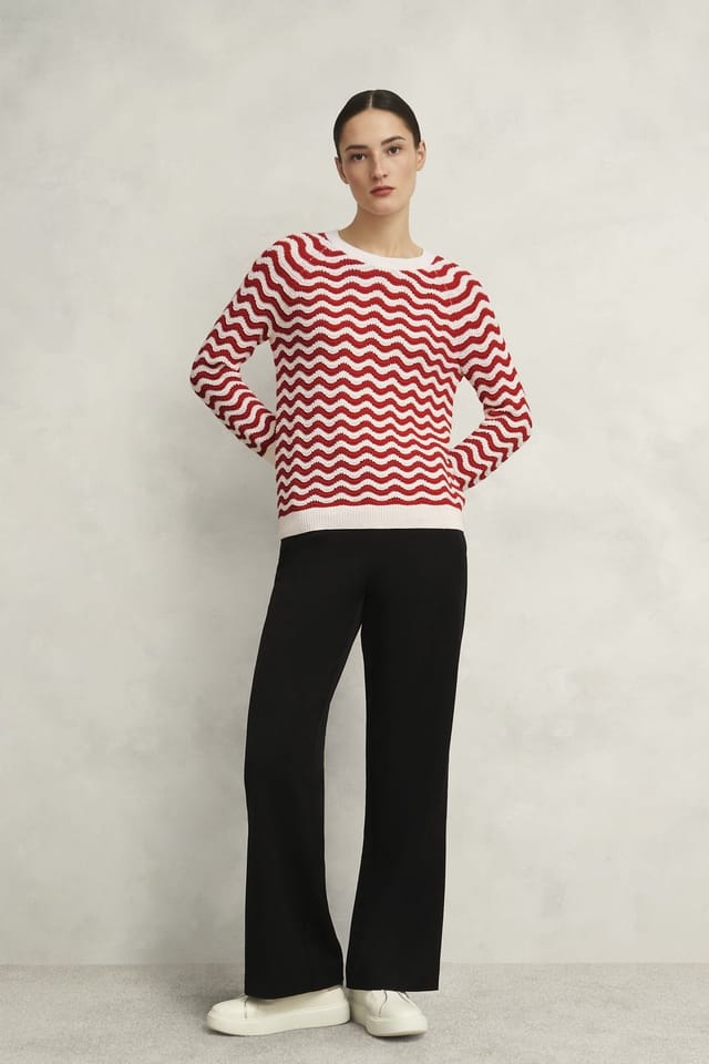 Hobbs London Hobbs London Women's Lulu Wavy Knit Jumper in Crimson - 3