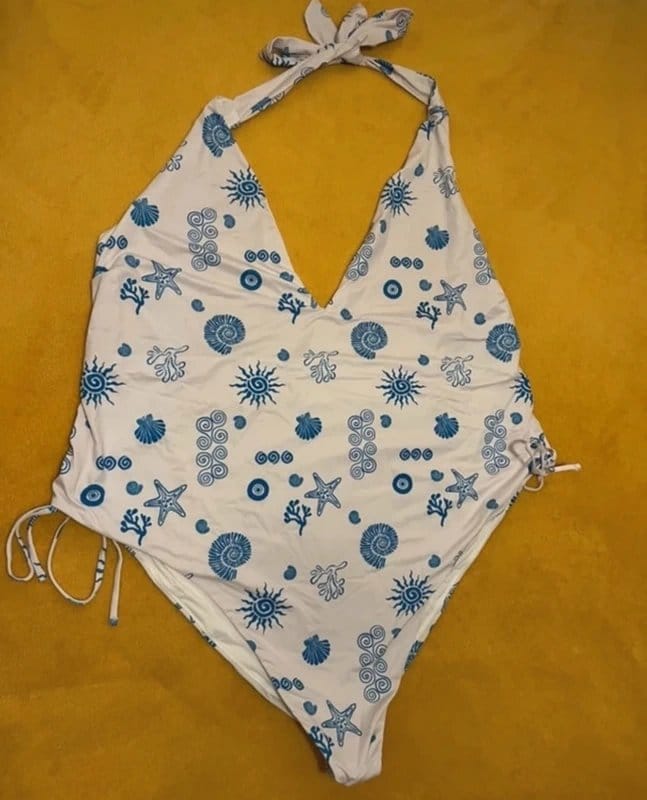 ASOS Curve Multi-Print Halter Neck Swimsuit