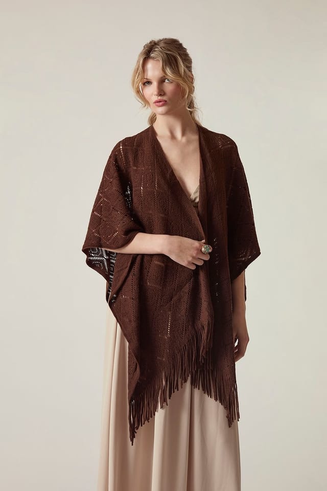 James Lakeland James Lakeland Women's Brown Pointelle Knit Kaftan - 3