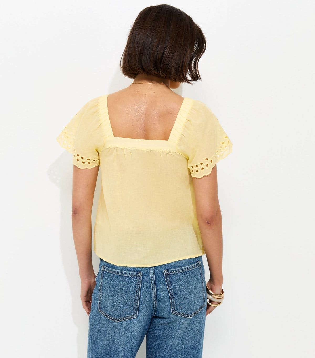 New Look Women's Yellow Embroidered Square Neck Blouse New Look - 4