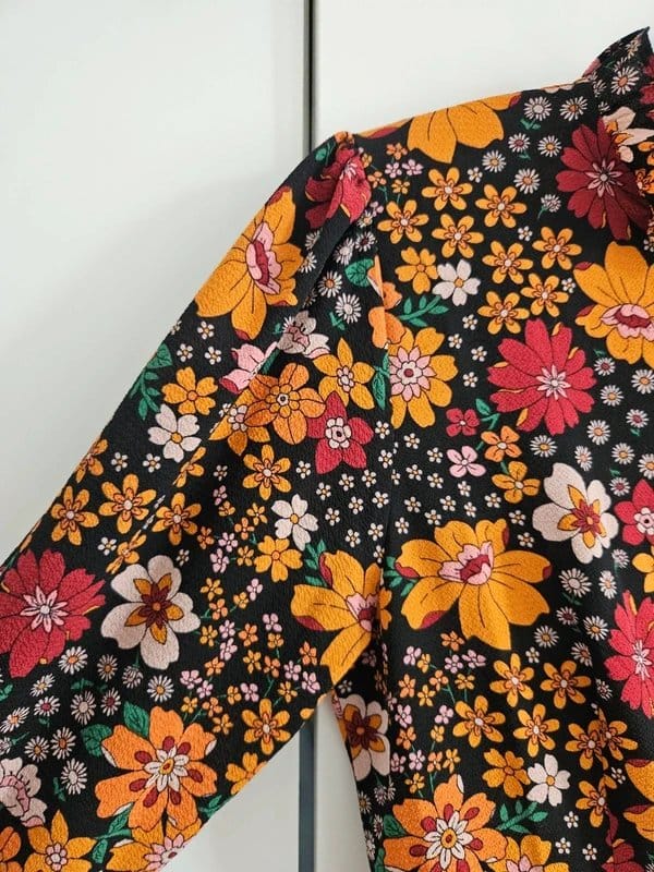 ASOS Floral Print Frill Neck Mini Dress - Size 10
