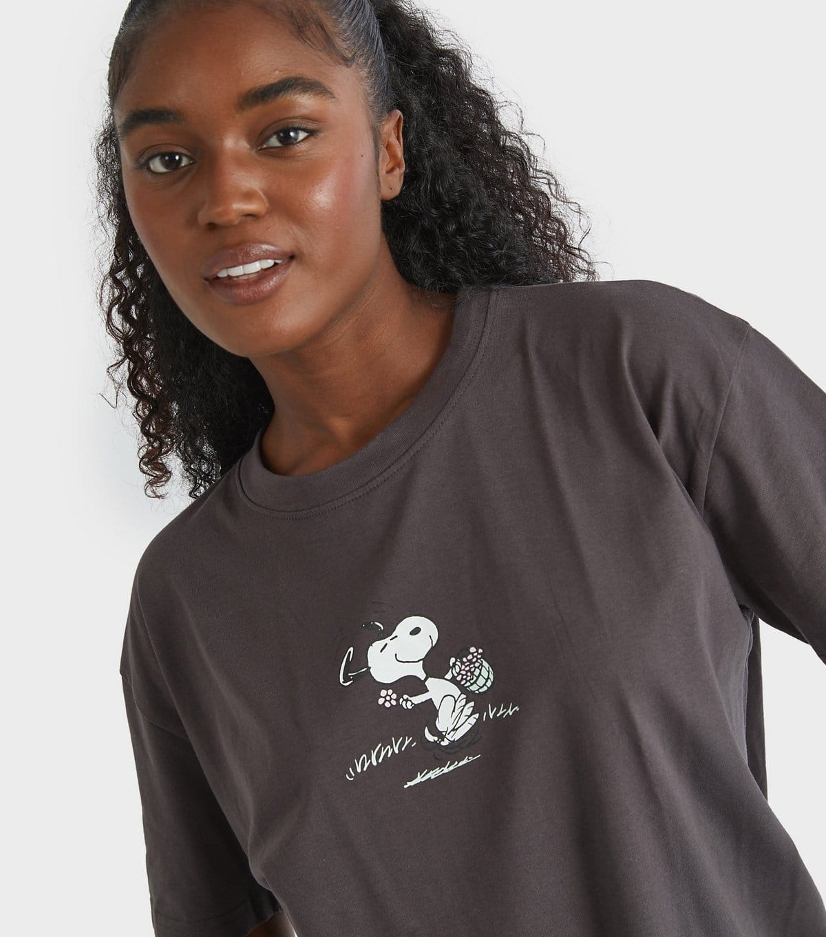 Skinnydip Women's Grey Snoopy Have A Nice Day Print T-Shirt Skinnydip New Look - 4