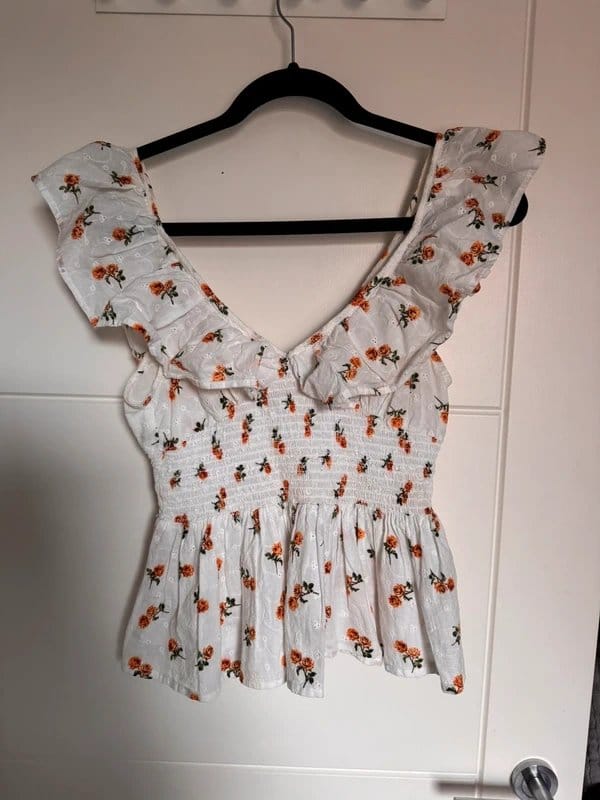 ASOS Cream Floral Peplum Top