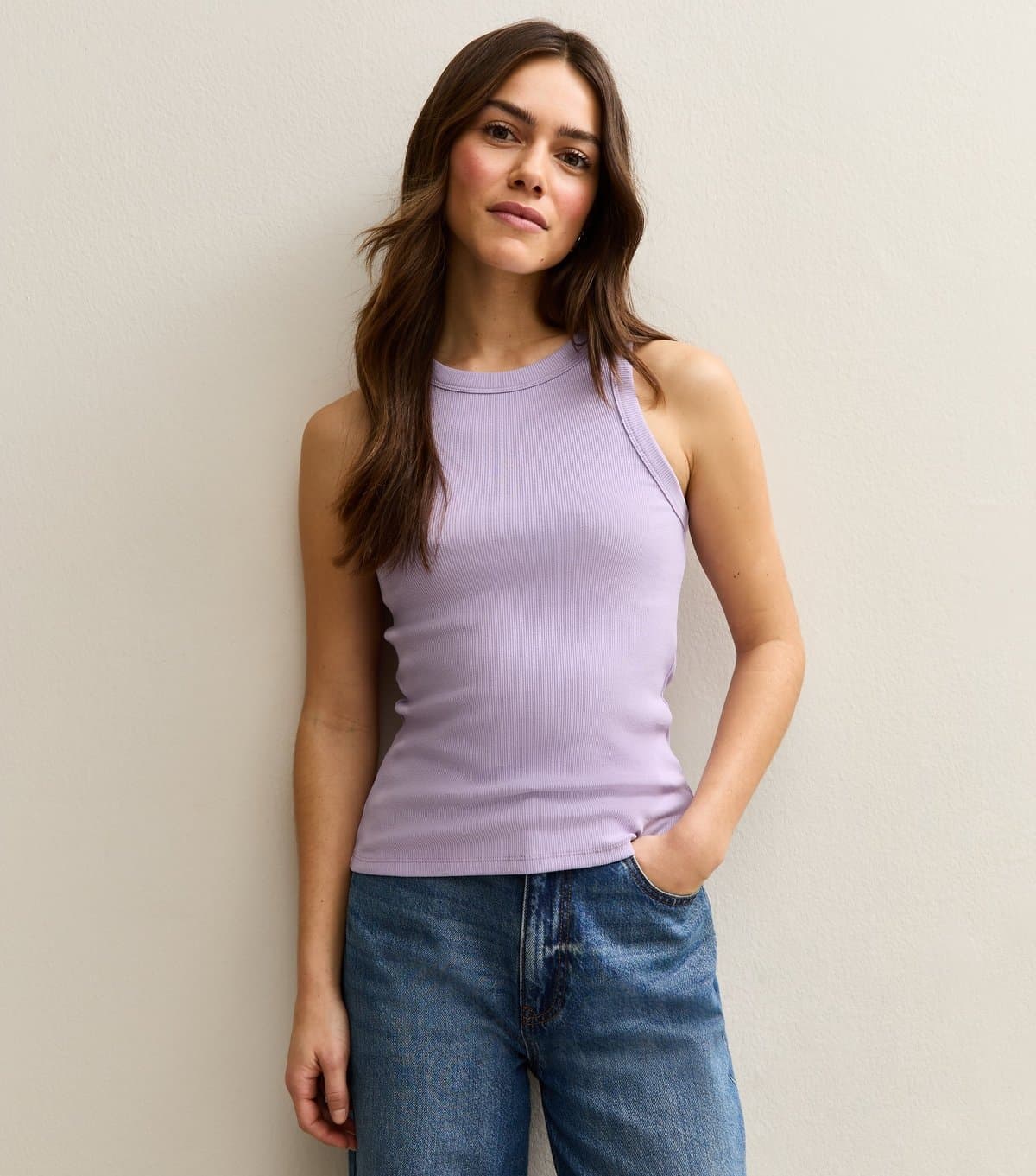 New Look New Look Lilac Ribbed Racerback Vest