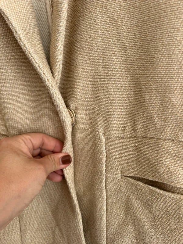 Zara 🌸 Zara Beige Linen Blend Blazer Jacket Smart Casual Office Workwear Neutral UK 12