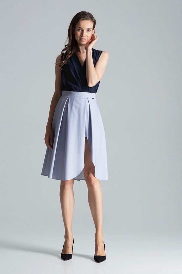 Love Lace Love Lace Women's Grey Midi Pleated Skirt with Side Zip Slit - 2