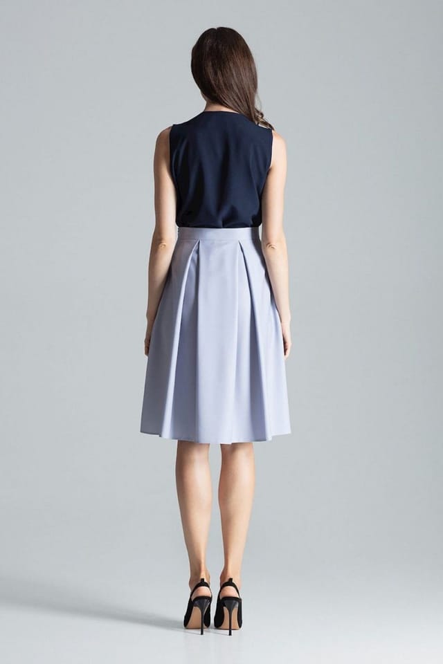 Love Lace Love Lace Women's Grey Midi Pleated Skirt with Side Zip Slit - 3