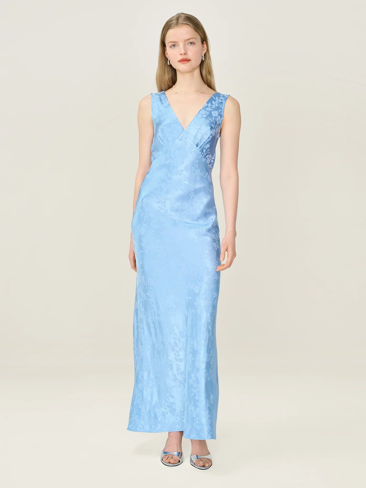 OMNES Iris Jacquard Dress in Vista Blue