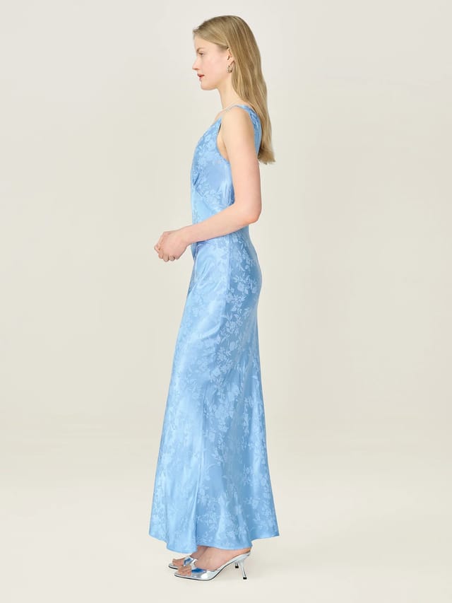 OMNES Iris Jacquard Dress in Vista Blue - 2