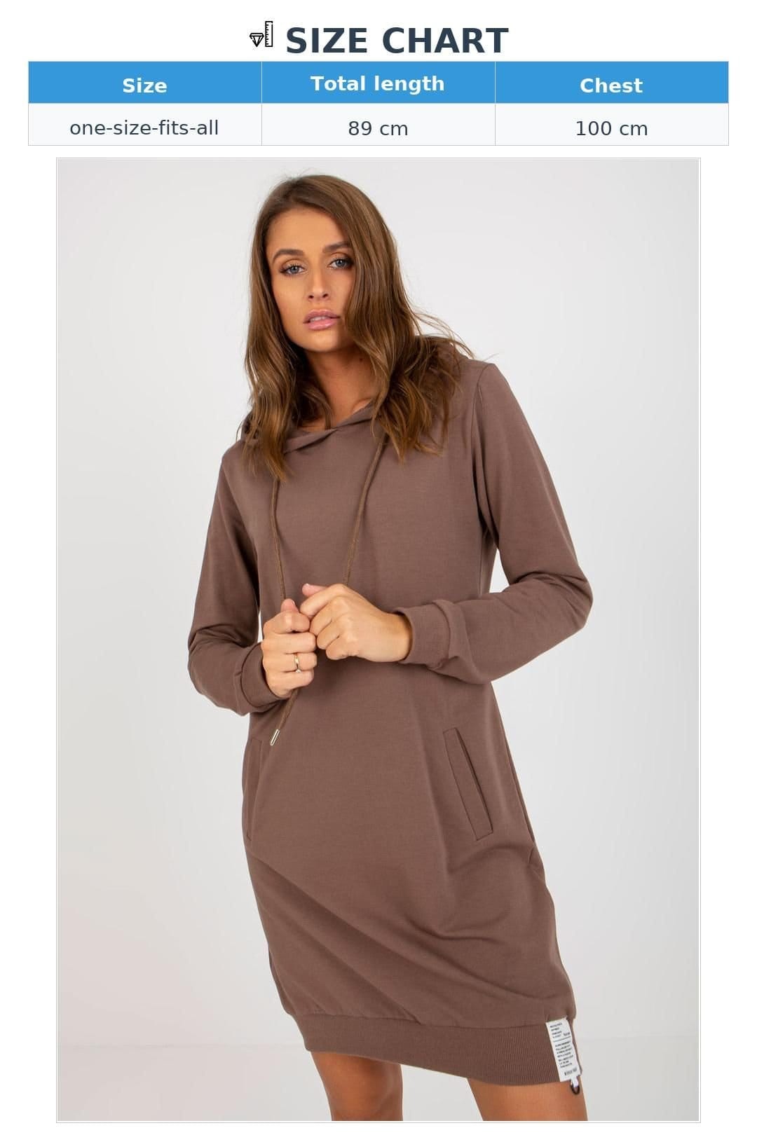 Love Lace Love Lace Women's Long Sleeve Hooded Sweat Dress with Pockets Style 173381 in Brown - 4