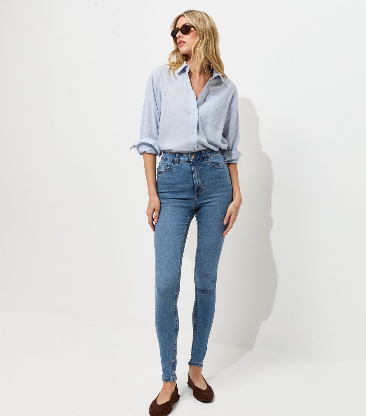 New Look Mid Blue Lift & Shape Skinny Jeans for Tall Women