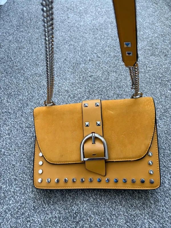 Topshop topshop leather and suede yellow bag