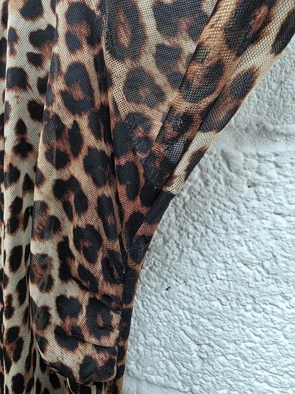 Boohoo Boohoo Plus Animal Print Long Sleeve Ruched Mesh Dres Size 22 UK