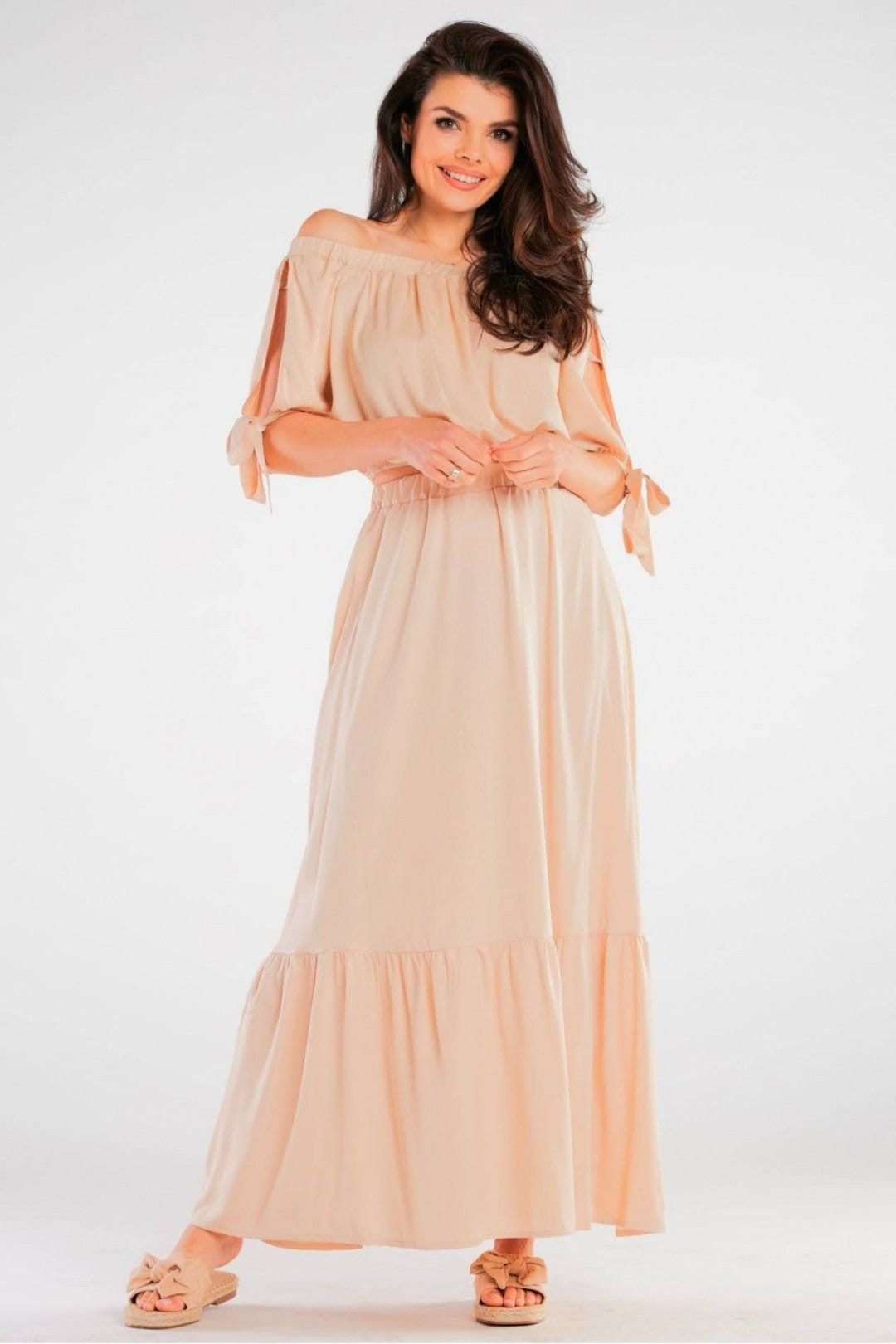 Love Lace Women's Spanish Style Viscose Maxi Dress in Beige