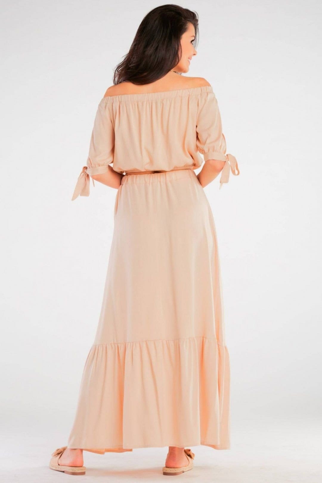 Love Lace Love Lace Women's Spanish Style Viscose Blouse with Tied Sleeves in Beige - 4