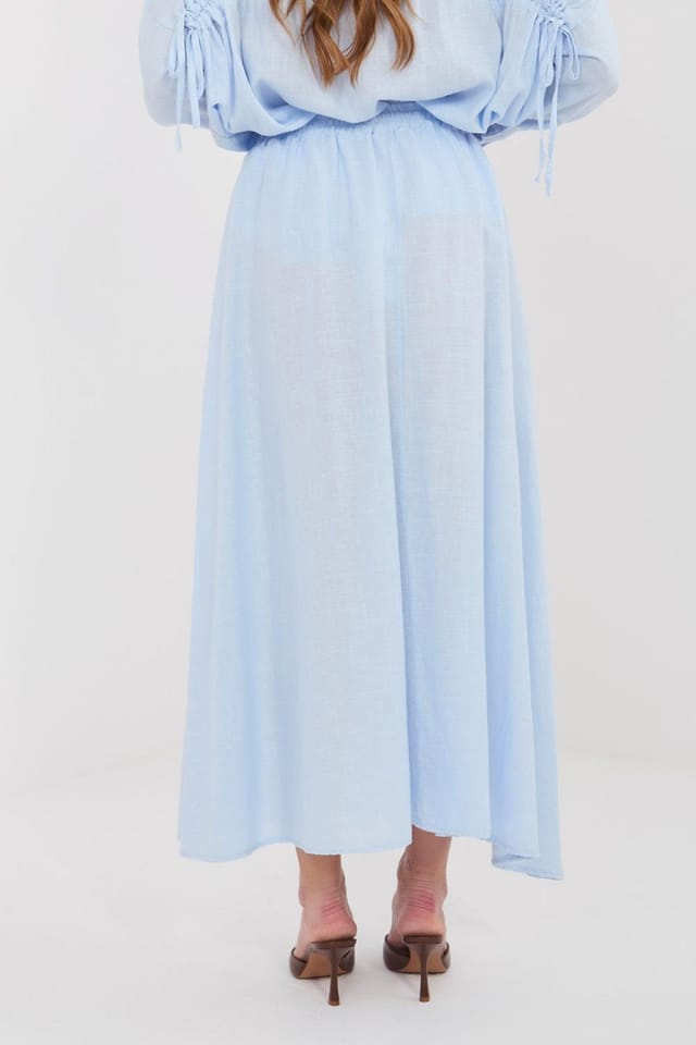 Love Lace Love Lace Women's Casual Long Skirt with Front Tie Details in Blue - 3