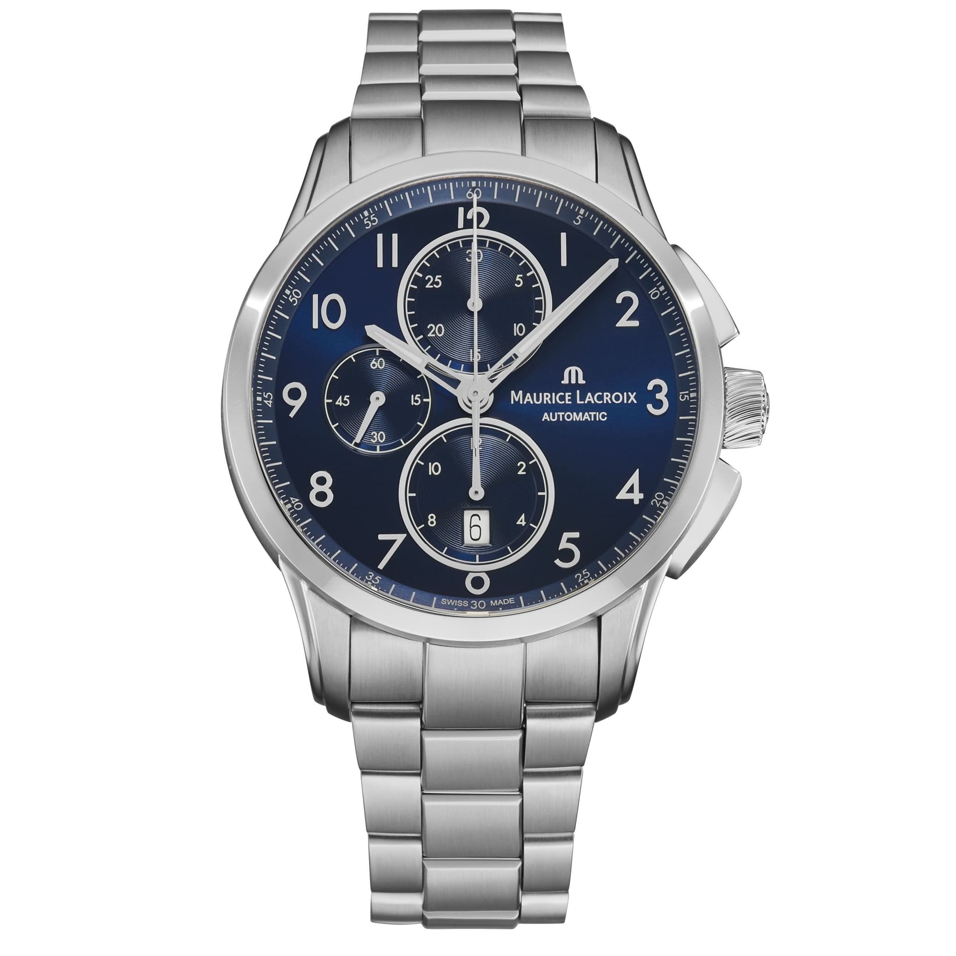 Maurice Lacroix Maurice Lacroix Men's 'Pontos' Blue Dial Stainless Steel Bracelet Automatic Watch in Silver
