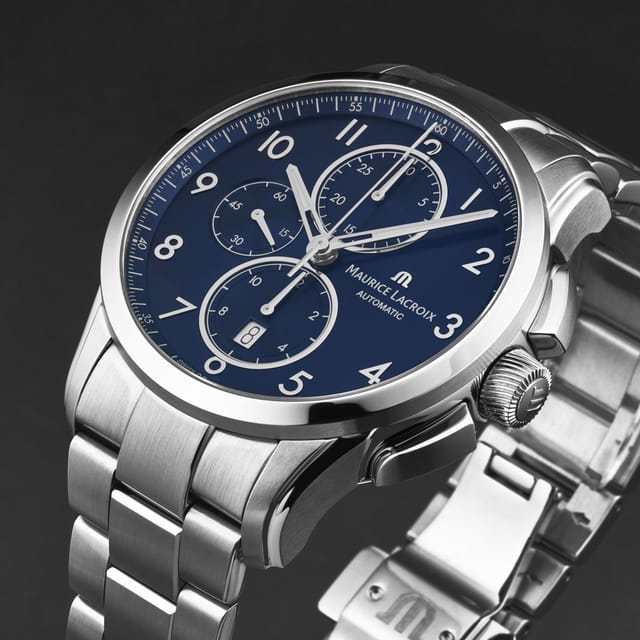 Maurice Lacroix Maurice Lacroix Men's 'Pontos' Blue Dial Stainless Steel Bracelet Automatic Watch in Silver - 2