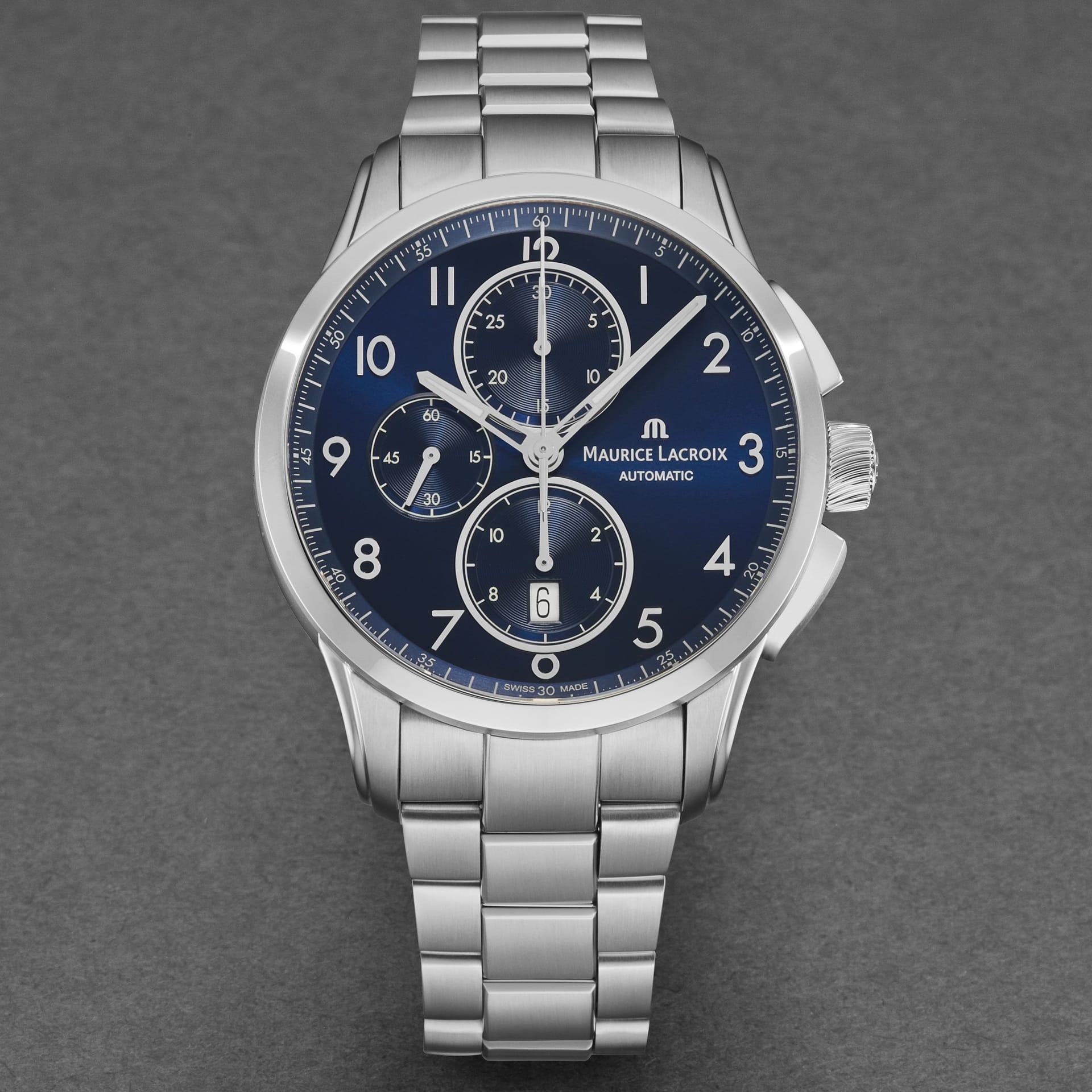 Maurice Lacroix Maurice Lacroix Men's 'Pontos' Blue Dial Stainless Steel Bracelet Automatic Watch in Silver - 4