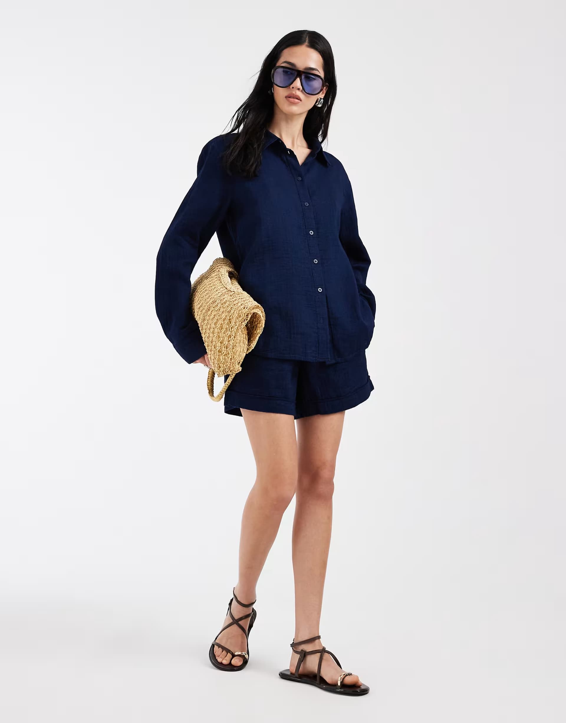 ASOS ONLY seersucker three part co-ord in navy