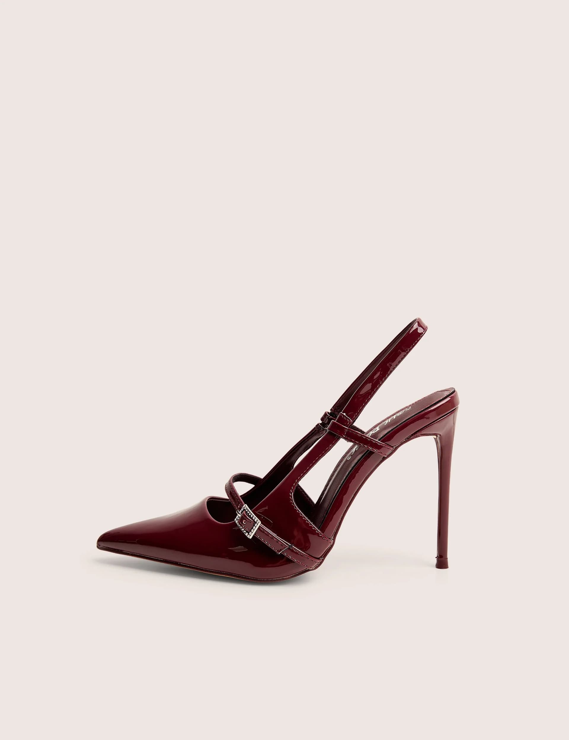 Public Desire Public Desire UK Burgundy Patent Sling Back Court Heels