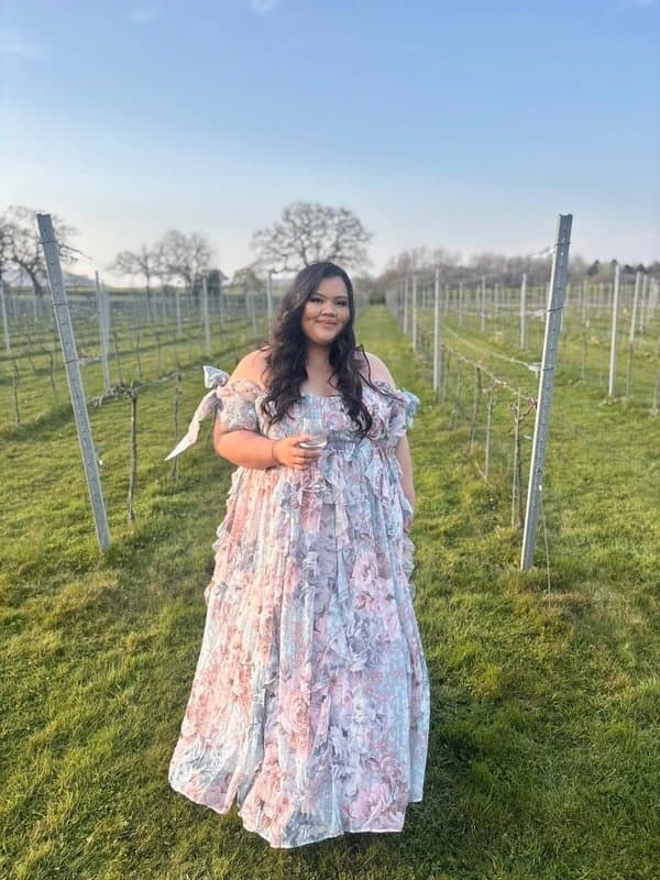 ASOS ASOS luxe curve maxi dress with waterfall ruffles and tie straps in lace floral print