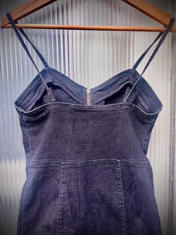 Denim Co Black denim mini dress with full length zip