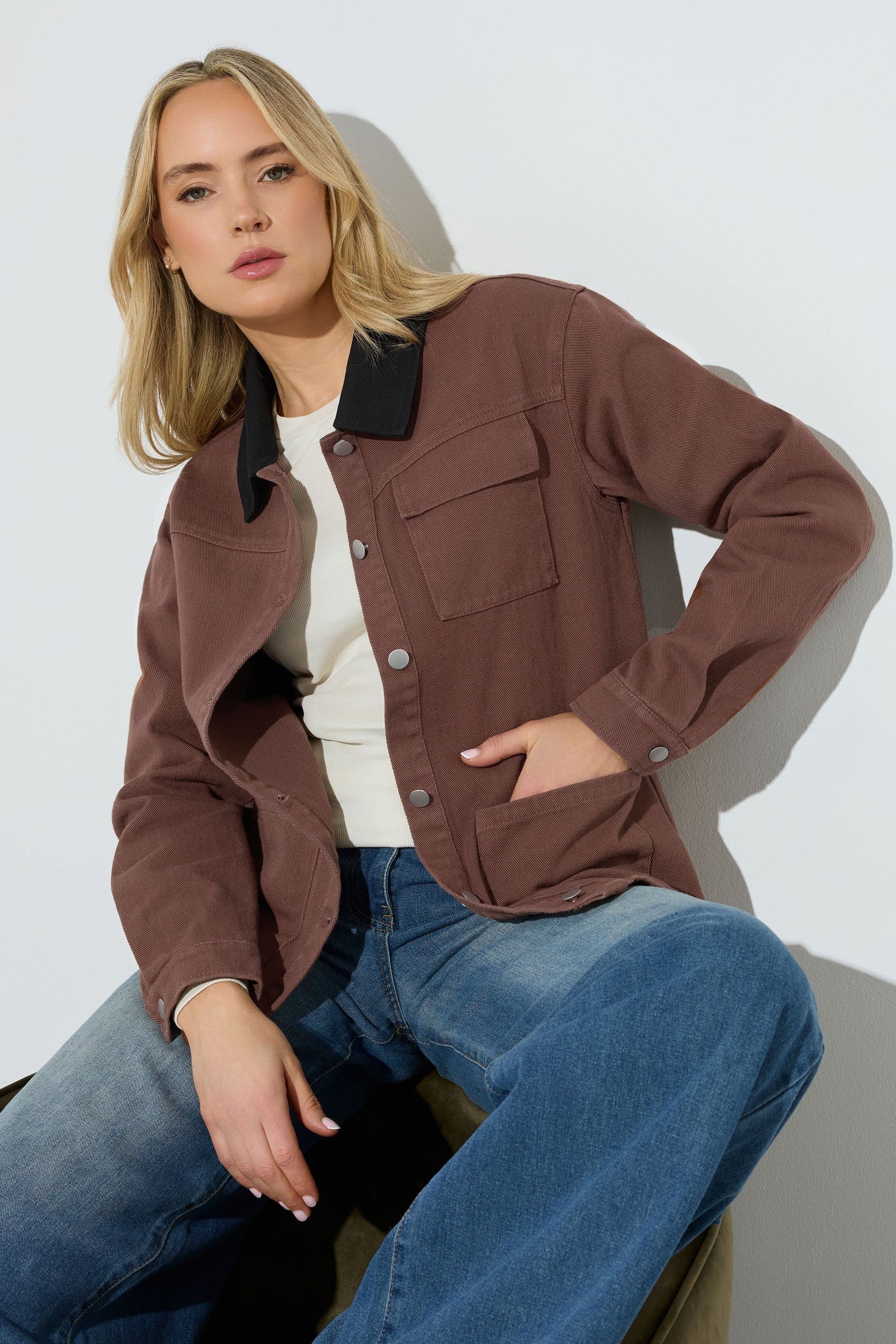 Long Tall Sally Long Tall Sally Women's Tall Twill Barn Jacket in Chocolate